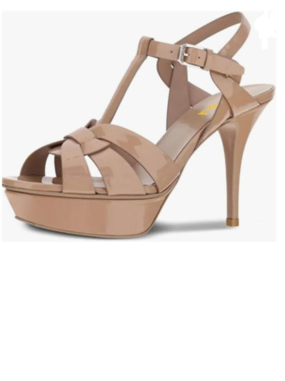 FSJ Nude T-Strap Platform Sandals Peep Toe Ankle Strap Stiletto Heels Shoes